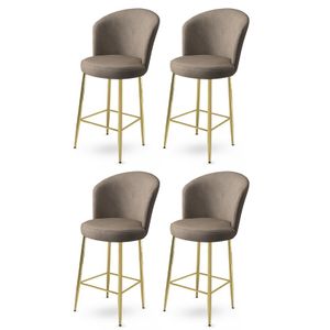 Fora - Cappuccino, Gold Bar Stool Set (4 komada)