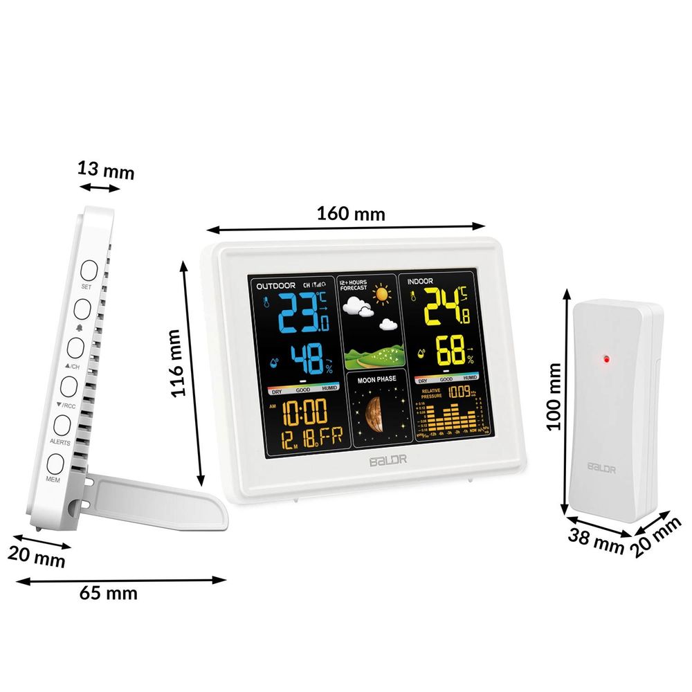 Meteorološka stanica s zaslonom BD-907 bijela slika 4