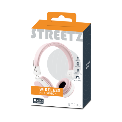 STREETZ Slušalice BT200 Naglavne Sklopive Bluetooth, 3.5 mm utor, ROZA slika 2