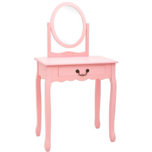 Toaletni stolić sa stolcem rozi 65x36x128 cm paulovnija i MDF slika 10