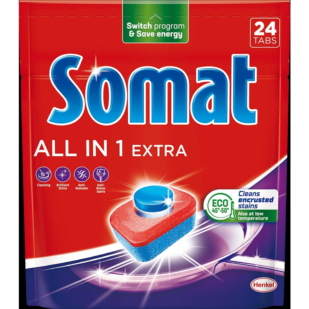 Somat All in One Extra Tablete za mašinsko pranje posuđa 24 kom slika 1