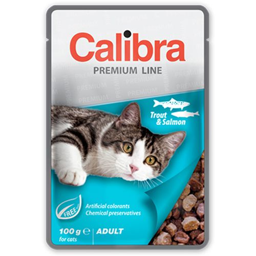 Calibra Cat Adult Kesica Pastrmka i Losos, hrana za mačke 100g slika 1