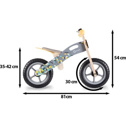 Lionelo dječji bicikl drveni - guralica Casper 12", sivi + 6 kreda slika 9