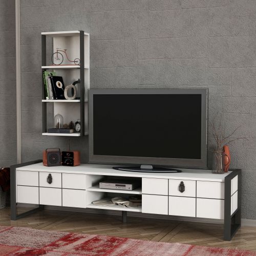 Woody Fashion TV jedinica, Bijela boja Antracit, Lost - White slika 2