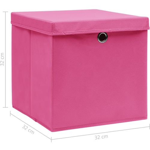 Kutije za pohranu s poklopcima 10 kom roze 32x32x32 cm tkanina slika 8