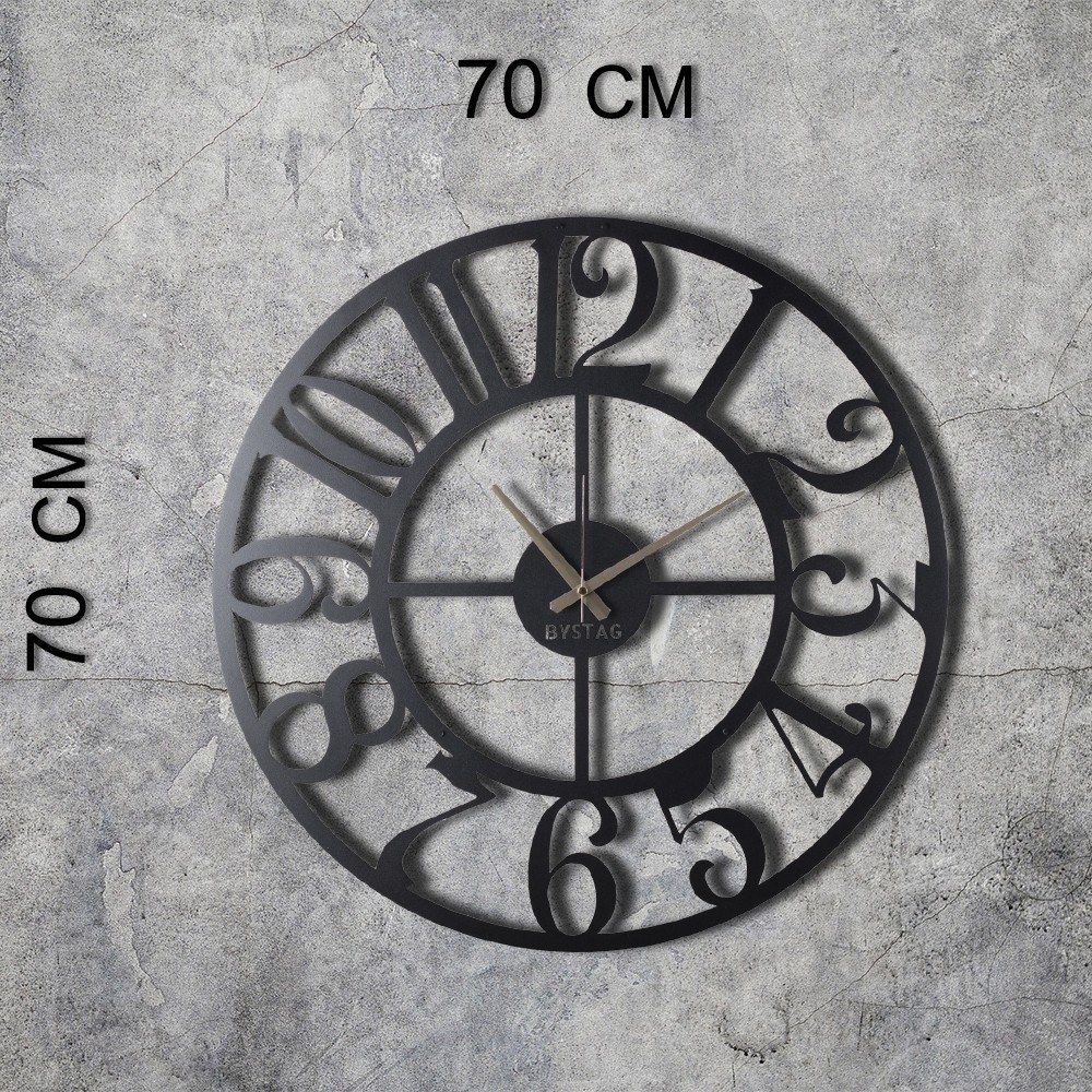 Dekorativni Metalni Zidni Sat Circle XL u Crnoj Boji slika 6
