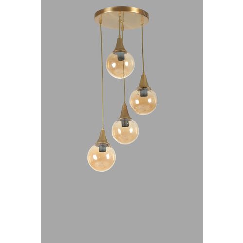 Afra 4 Lü Tepsili Eskitme Bal Camlı Sarkıt Amber
Gold Chandelier slika 4