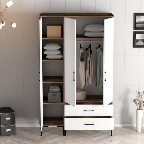 Kumsal PT - Walnut, White Walnut
White Wardrobe slika 3