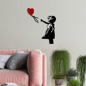 Banksy - 13-1 Crveno-Crni Dekorativni Metalni Zidni Ukras