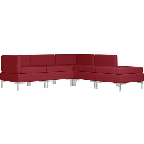 5-dijelni set sofa od tkanine crvena boja vina slika 24