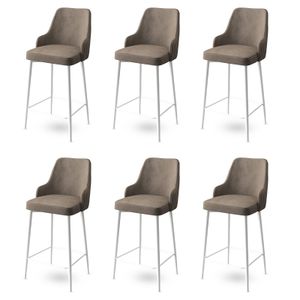 Enox - Cappuccino, Bijeli Bar Stolac Set (6 Komada)