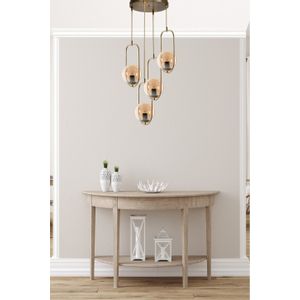 Ahu 4 Lü Tepsili Bal Camlı Eskitme Sarkıt Copper Chandelier