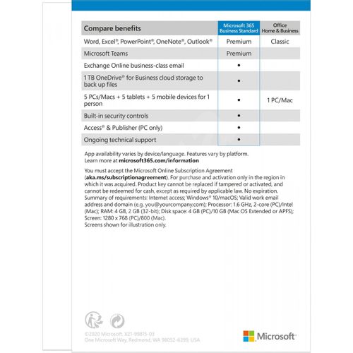 Microsoft 365 Business Standard - Slovenski - 1 godina pretplate slika 2