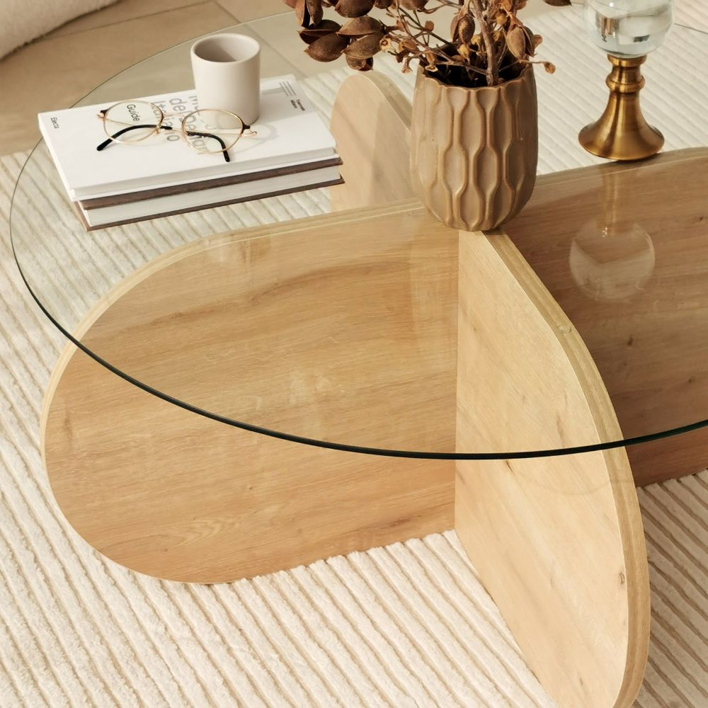 Stol za kafu 'Bubble - Sapphire Oak' sa staklenim vrhom slika 5