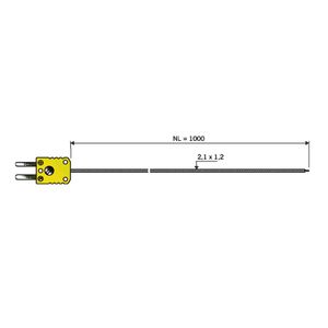 TE senzor 1xK NL1000 D2x0.5mm, GLS izoliran, opleten, B+B minijaturni utikač, žuti, mjerno područje -50..+400°C B + B Thermo-Technik 0644 1402-30 senzor zraka  -50 do +400 °C  Tip tipala K