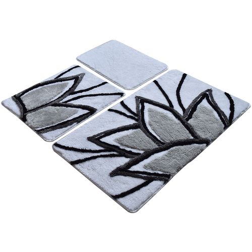 Lotus - Grey Multicolor Acrylic Bathmat Set (3 Pieces) slika 2