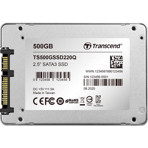 Transcend TS500GSSD220Q 2.5" SSD 500GB, SATA III, QLC, up to 550/500 MB/s slika 2