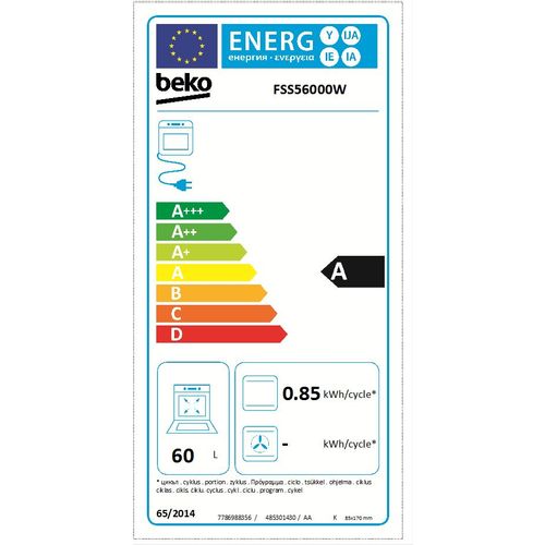 Beko FSS56000W Električni šporet, Električna ploča, Konvencionalna rerna, Širina 50cm slika 2