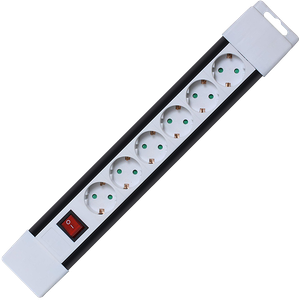 home Produžni kabl, 6 utičnica, prekidač, 1,0mm², 2 met, bijeli - PNV 06K/WH