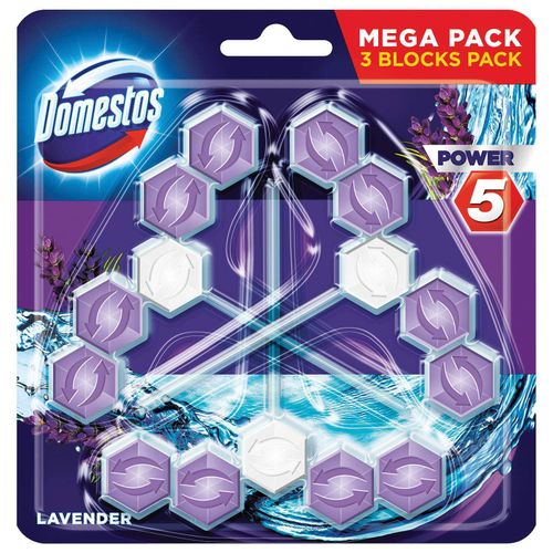 Domestos Power 5 Lavander osvježivač za WC školjku 3x55 g slika 1