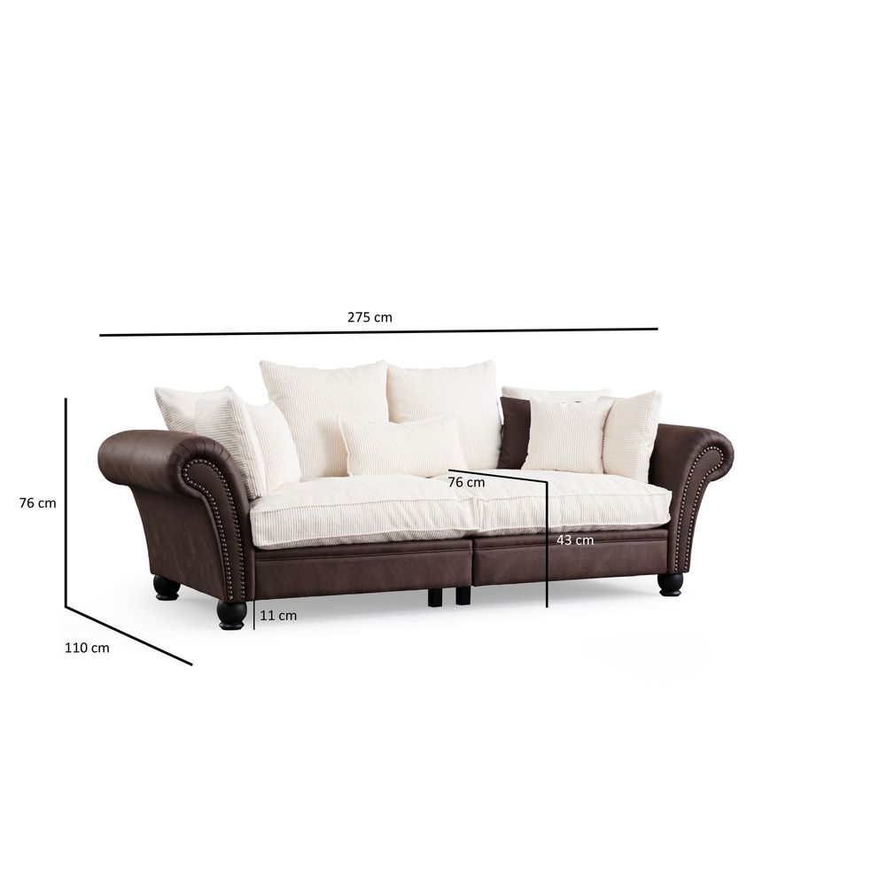 Lawrence Lounge - Smeđa, Bijela Trokrvna Sofa slika 6