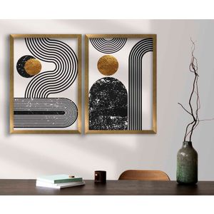 2P3853NISCT-015 Gold
White
Black Decorative Framed MDF Painting (2 Pieces)