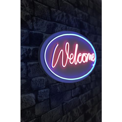 Wallity Ukrasna plastična LED rasvjeta, Welcome - Blue, Pink slika 1