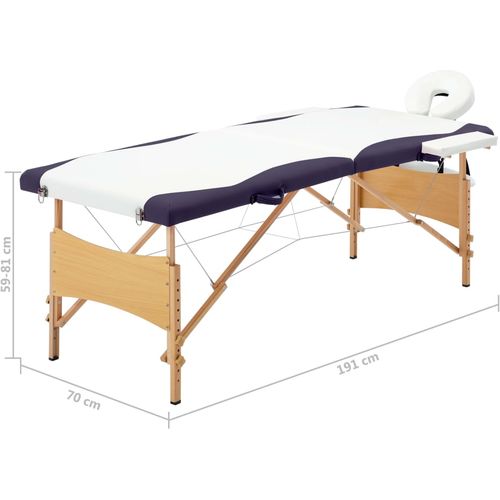 Sklopivi masažni stol s 2 zone drveni bijelo-ljubičasti slika 9