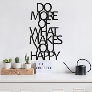 Wallity Ukrasni Metalni Zidni Aksesoar 'Do More Of What Makes You Happy' u Crnoj Boji