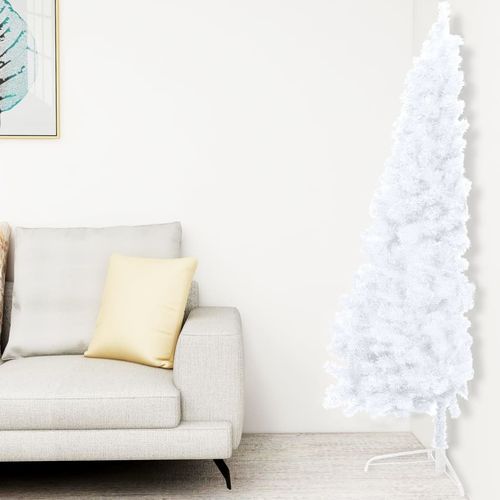 Umjetna polovica božićnog drvca LED s kuglicama bijela 120 cm slika 2