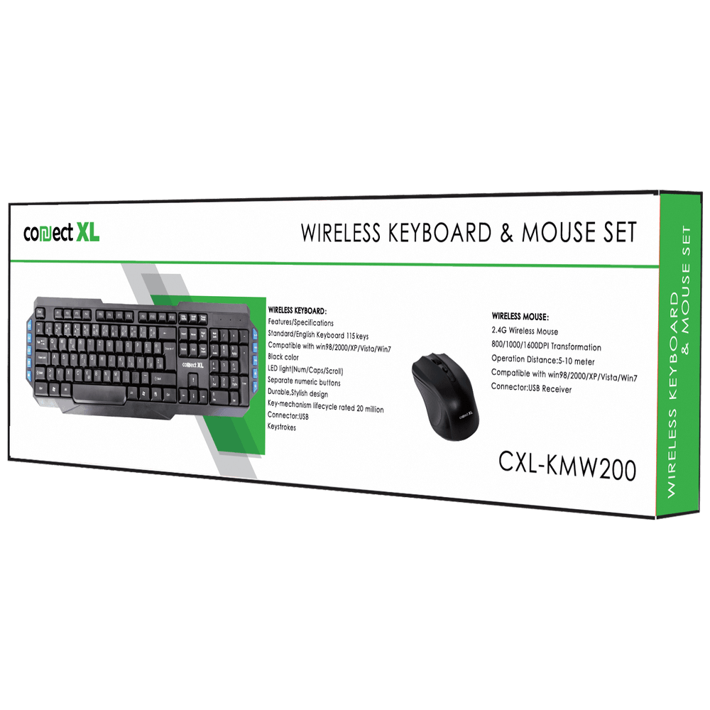 Connect XL Tastatura + miš, bežični set, 2.4GHz - CXL-KMW200 slika 2