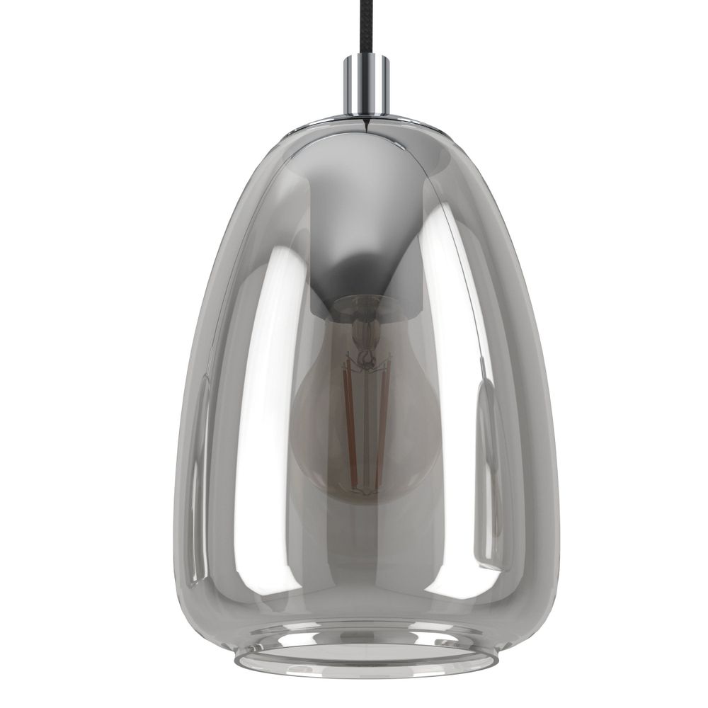 Eglo viseća lampa alobrase e27 5x40w krom/crno-prozirno v:1500mm o540mm slika 3