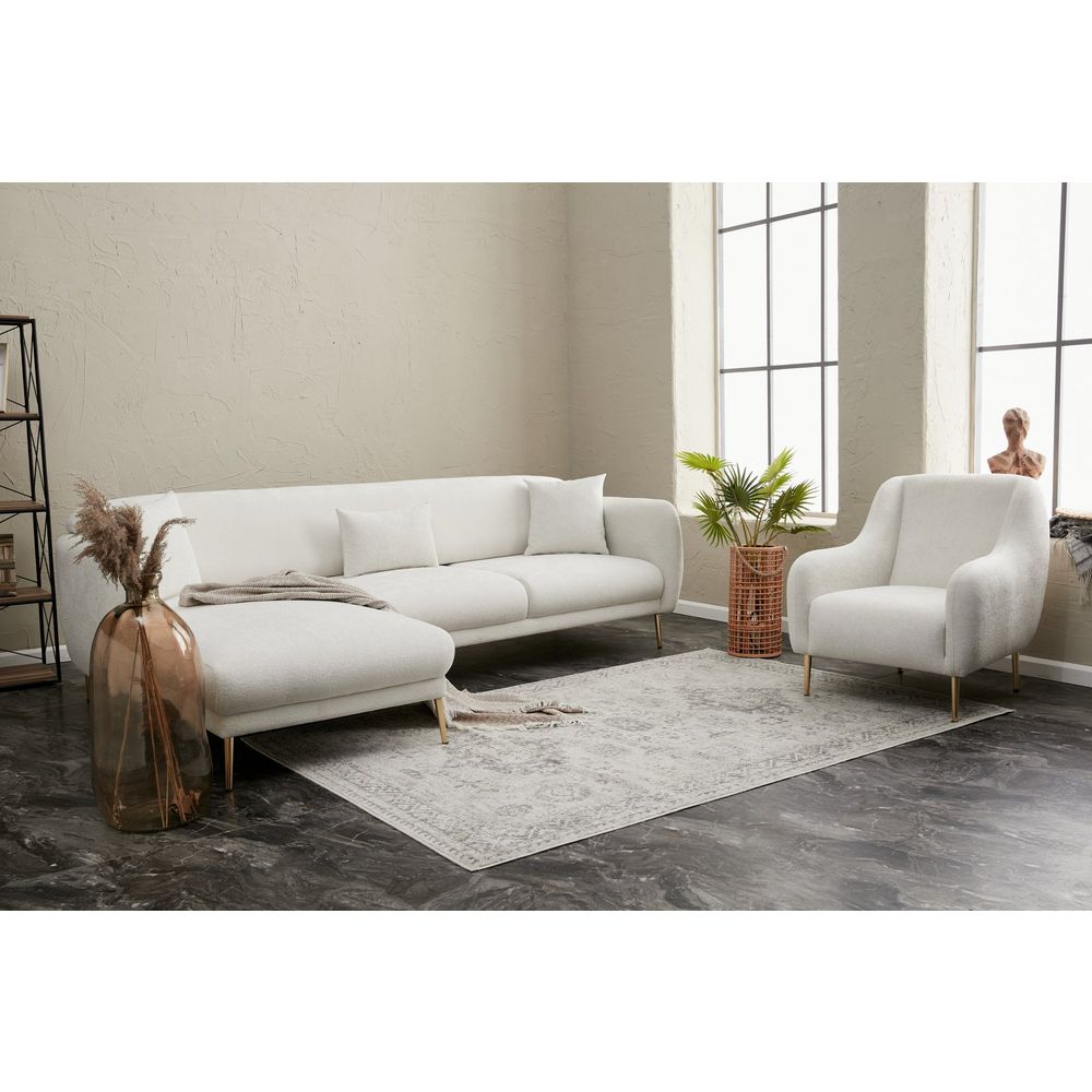 Simena Lijevi - Krem Zlatni Kutni Sofa-Krevet slika 5