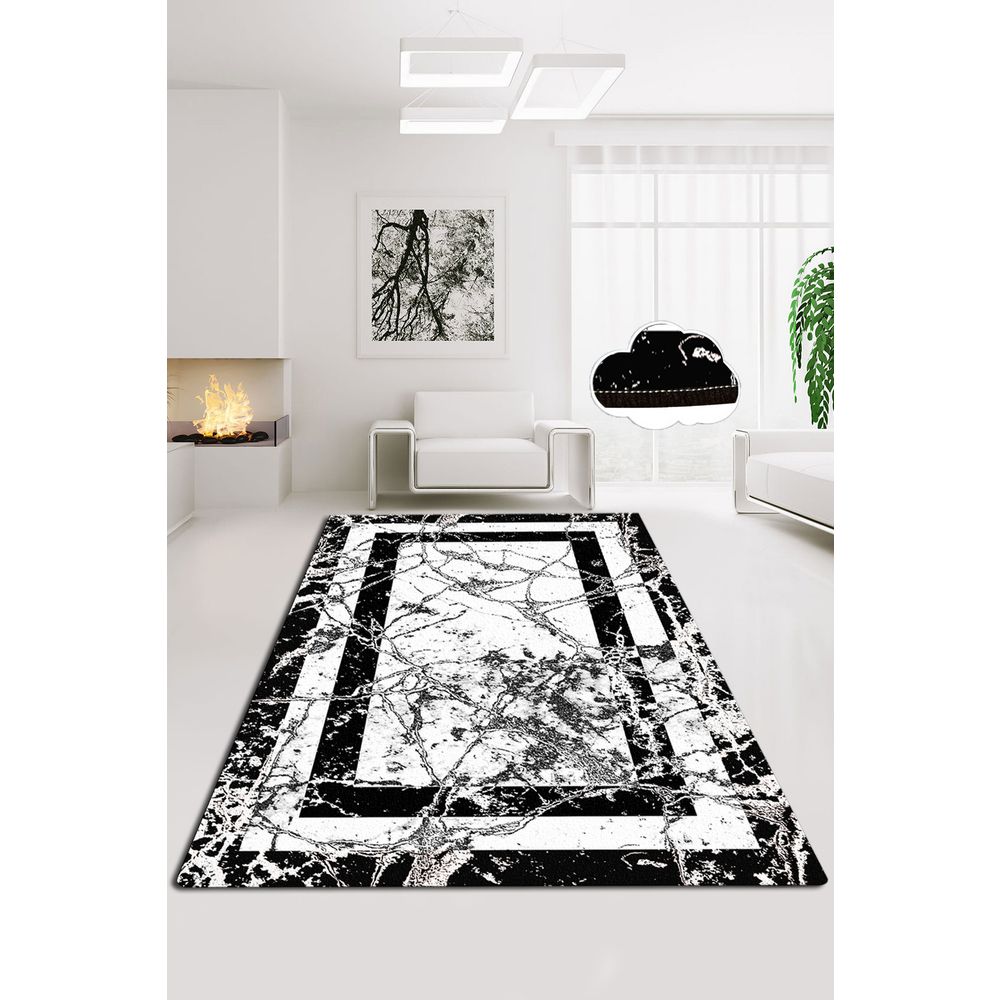 Marmor v2 Crni i Bijeli Tepih za Hall (100 x 200 cm) slika 1