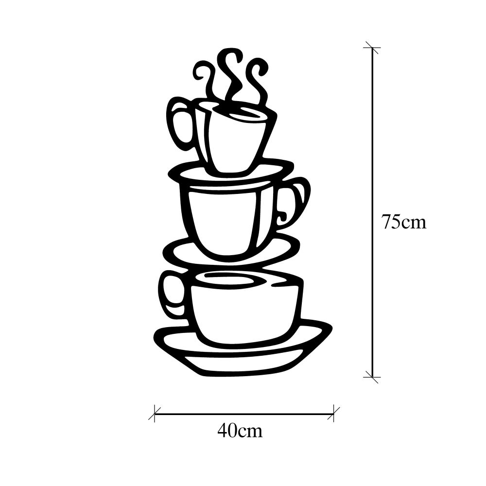 Decorative metal wall accessory Coffee, colour: black slika 5