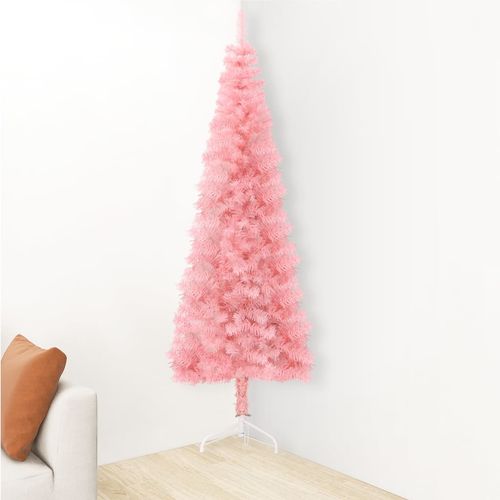 Tanka umjetna polovica božićnog drvca sa stalkom roza 180 cm slika 12