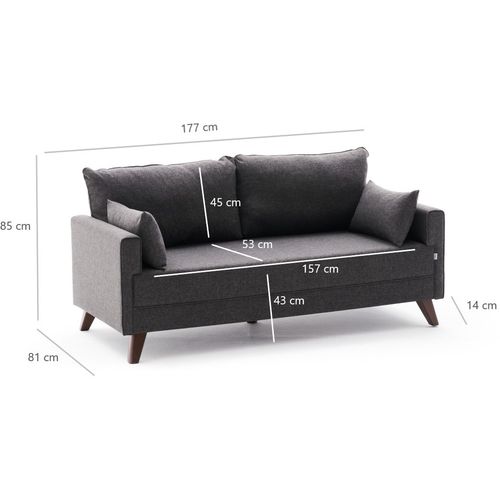 Atelier Del Sofa Dvosjed, Antracit, Bella Sofa For 2 Pr - Anthracite slika 9