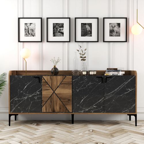 Woody Fashion Konzola, Venedik - Walnut, Black Marble slika 1