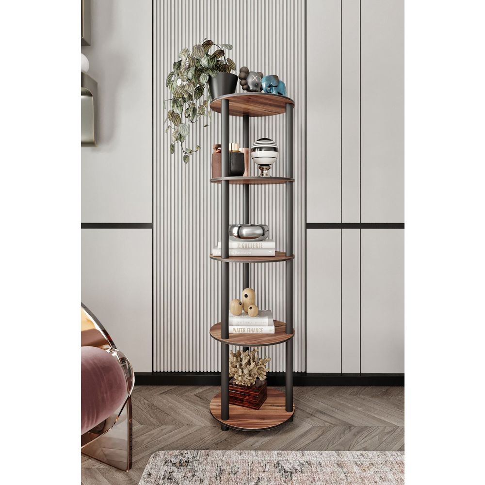  Bookshelf Bookcase 5 Layer Round, colour Walnut slika 2