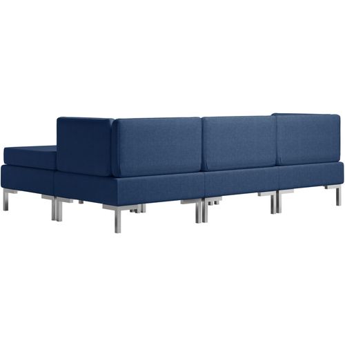 4-dijelni set sofa od tkanine plavi slika 5