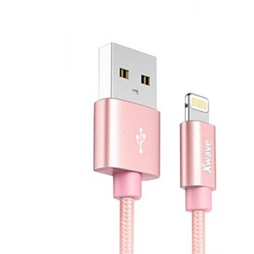 Xwave Kabl USB IPHONE 2M 3A,lightning aluminium,upleteni roze zlatni slika 1