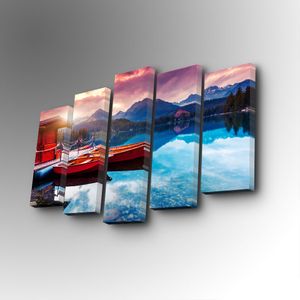 5PUC-144 Multicolor Decorative Canvas Painting (5 Pieces)