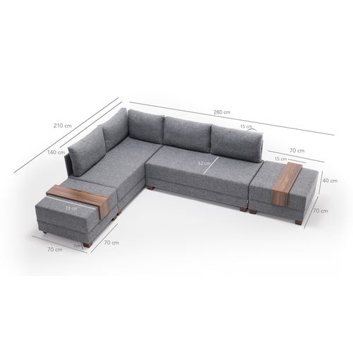 Atelier Del Sofa Fly Ugao Sofa na Razvlačenje Levo - Siva Ugao Sofa-Krevet slika 10