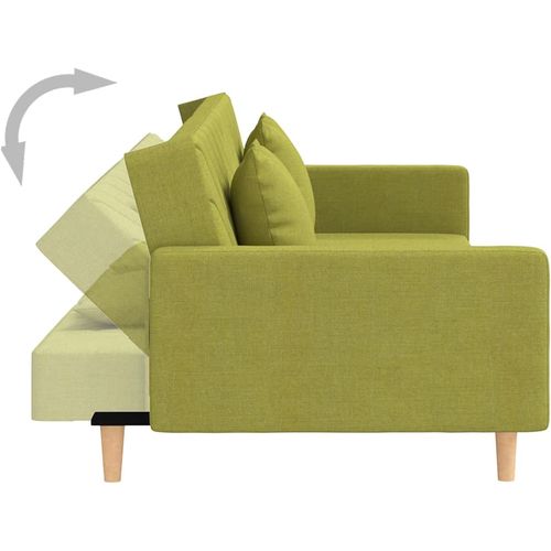 Dvosjed na razvlačenje od tkanine s 2 jastuka i tabureom zeleni slika 6