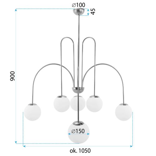 LAMPA SUFITOWA WISZĄCA ZŁOTA Z BIAŁYMI KULAMI APP1574-5CP slika 11