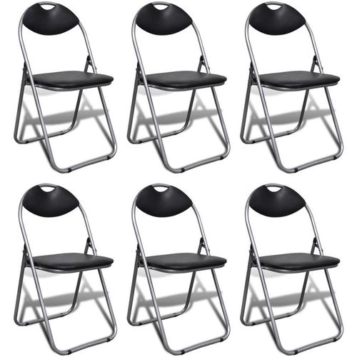 Sklopive blagovaonske stolice od umjetne kože i čelika 6 kom crne slika 1