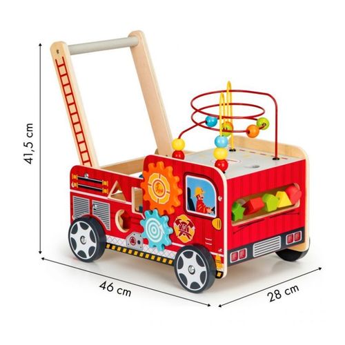 Edukativna drvena guralica s kockama za djecu - Vatrogasci slika 10