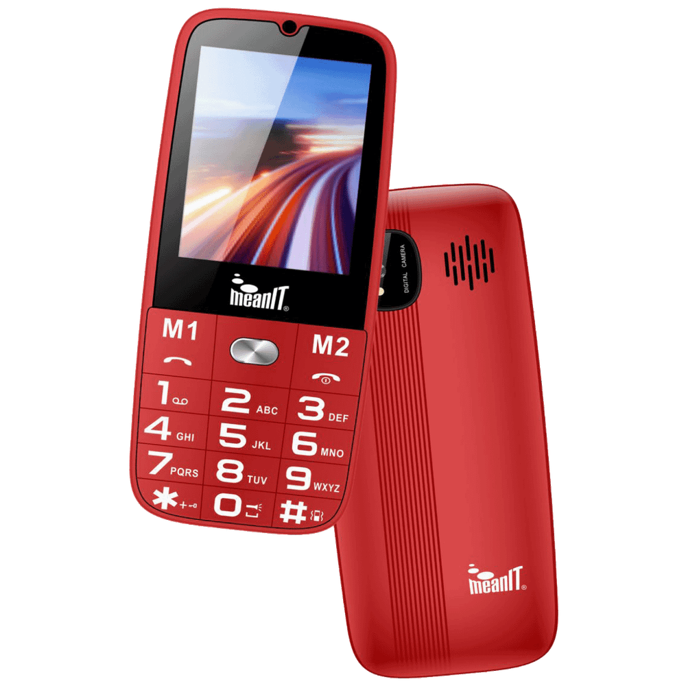 MeanIT Telefon mobilni, SOS tipka, LED svjetiljka - Senior 15, Crveni slika 2