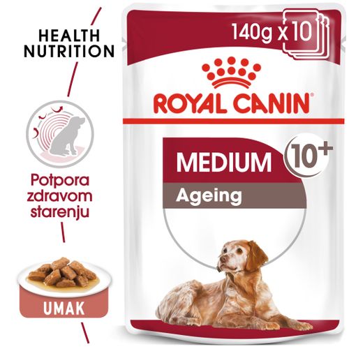 ROYAL CANIN SHN Medium ageing 10+ vrećice za pse, potpuna hrana za starije pse srednje velikih pasmina (od 11 do 25 kg), stariji od 10 godina, 10x140 g slika 6