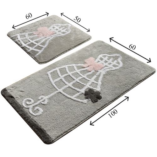 Elbise - Grey Multicolor Acrylic Bathmat Set (2 Pieces) slika 3